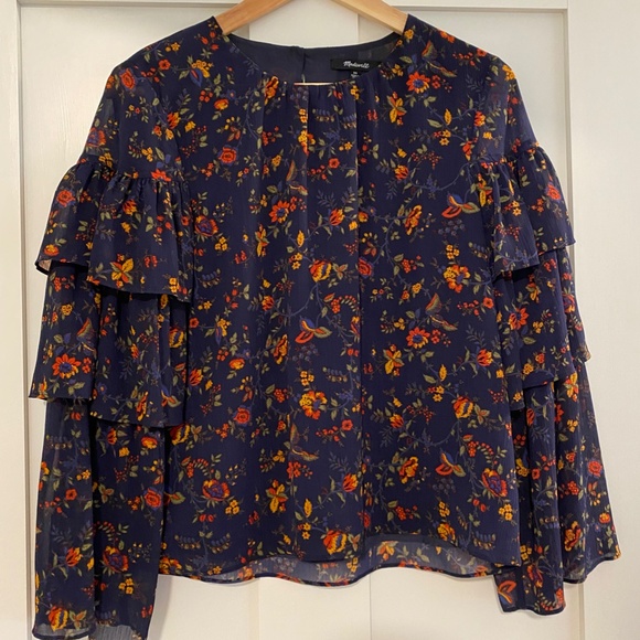 Madewell Ruffle-Sleeve Top in Climbing Vine - Picture 4 of 8